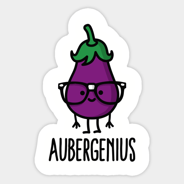 Aubergine (eggplant) + genius  =  Aubergenius Sticker by LaundryFactory